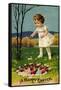 Happy Easter, Girl, Rabbits, Easter Eggs, Nest-null-Framed Stretched Canvas