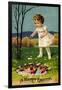 Happy Easter, Girl, Rabbits, Easter Eggs, Nest-null-Framed Giclee Print