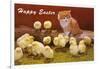 Happy Easter, Kitten and Chicks-null-Framed Art Print