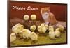 Happy Easter, Kitten and Chicks-null-Framed Art Print