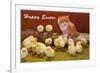Happy Easter, Kitten and Chicks-null-Framed Art Print