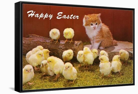 Happy Easter, Kitten and Chicks-null-Framed Stretched Canvas