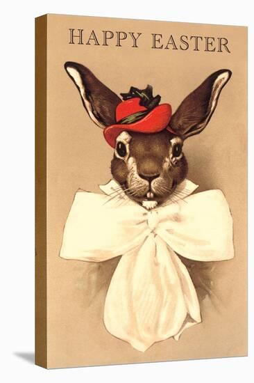 Happy Easter, Lady Rabbit with Big Bow-null-Stretched Canvas