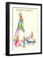 Happy Easter, Mother Rabbit with Pram-null-Framed Art Print