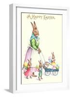 Happy Easter, Mother Rabbit with Pram-null-Framed Art Print