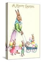 Happy Easter, Mother Rabbit with Pram-null-Stretched Canvas