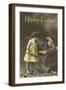 Happy Easter, Victorian Girl with Hen on Table-null-Framed Art Print