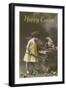 Happy Easter, Victorian Girl with Hen on Table-null-Framed Art Print
