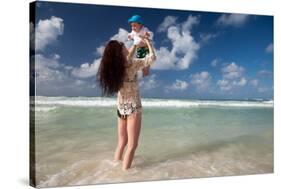 Happy Family Enjoy Summer Vacation in Mexico.-Yaro-Stretched Canvas