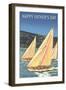 Happy Father's Day, Sailboats-null-Framed Art Print