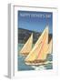 Happy Father's Day, Sailboats-null-Framed Art Print