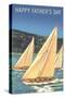 Happy Father's Day, Sailboats-null-Stretched Canvas