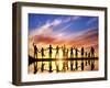 Happy Group of Diverse People, Friends, Family, Team Standing Together Holding Hands and Celebratin-Michal Bednarek-Framed Photographic Print