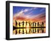 Happy Group of Diverse People, Friends, Family, Team Standing Together Holding Hands and Celebratin-Michal Bednarek-Framed Photographic Print