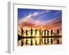 Happy Group of Diverse People, Friends, Family, Team Standing Together Holding Hands and Celebratin-Michal Bednarek-Framed Photographic Print