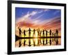 Happy Group of Diverse People, Friends, Family, Team Standing Together Holding Hands and Celebratin-Michal Bednarek-Framed Photographic Print