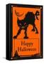 Happy Halloween, Black Cat-null-Framed Stretched Canvas