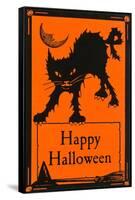 Happy Halloween, Black Cat-null-Framed Stretched Canvas