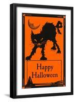 Happy Halloween, Black Cat-null-Framed Art Print