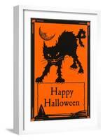 Happy Halloween, Black Cat-null-Framed Art Print