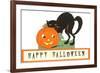Happy Halloween, Cat and Jack O'Lantern-null-Framed Premium Giclee Print