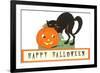 Happy Halloween, Cat and Jack O'Lantern-null-Framed Premium Giclee Print