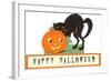 Happy Halloween, Cat and Jack O'Lantern-null-Framed Art Print