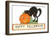 Happy Halloween, Cat and Jack O'Lantern-null-Framed Art Print