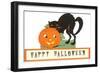 Happy Halloween, Cat and Jack O'Lantern-null-Framed Art Print