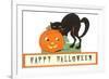 Happy Halloween, Cat and Jack O'Lantern-null-Framed Art Print