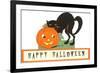 Happy Halloween, Cat and Jack O'Lantern-null-Framed Art Print