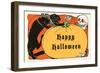 Happy Halloween, Cat, Skeleton-null-Framed Art Print