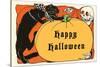 Happy Halloween, Cat, Skeleton-null-Stretched Canvas