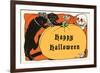 Happy Halloween, Cat, Skeleton-null-Framed Premium Giclee Print