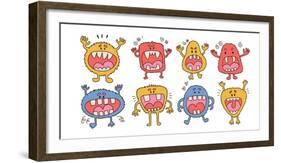 Happy Halloween Characters. Monster Icon Line Set. Cute Linear Sketch Cartoon Baby Beasts. Funny Fa-Svetlana Shamshurina-Framed Photographic Print