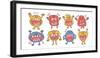 Happy Halloween Characters. Monster Icon Line Set. Cute Linear Sketch Cartoon Baby Beasts. Funny Fa-Svetlana Shamshurina-Framed Photographic Print