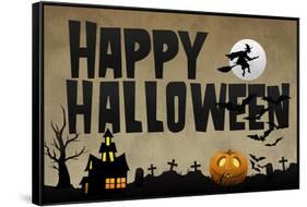 Happy Halloween Holiday Plastic Sign-null-Framed Stretched Canvas