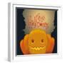 Happy Halloween Pumpkin Poster with Spooky Background, Vector Illustration-PenWin-Framed Art Print