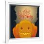 Happy Halloween Pumpkin Poster with Spooky Background, Vector Illustration-PenWin-Framed Art Print