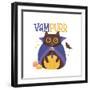 Happy Halloween Sticker with Lettering Vampurr - Funny Quote Design with Cute Vampire Teeth Black C-Svetlana Shamshurina-Framed Photographic Print