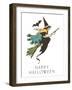 Happy Halloween, Witch and Bat-null-Framed Art Print