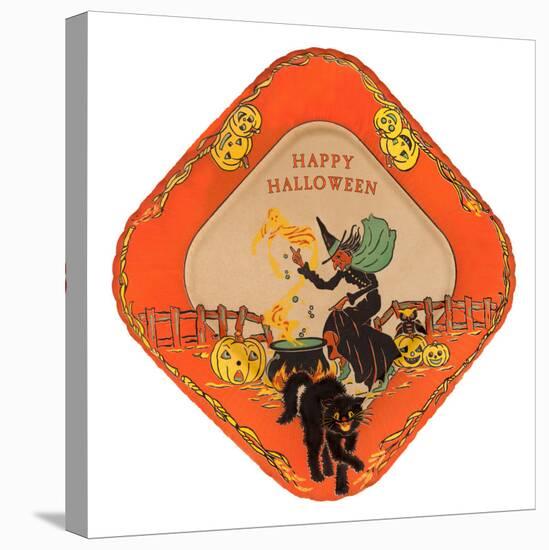 Happy Halloween, Witch and Black Cat-null-Stretched Canvas