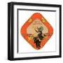 Happy Halloween, Witch and Black Cat-null-Framed Art Print