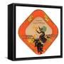 Happy Halloween, Witch and Black Cat-null-Framed Stretched Canvas