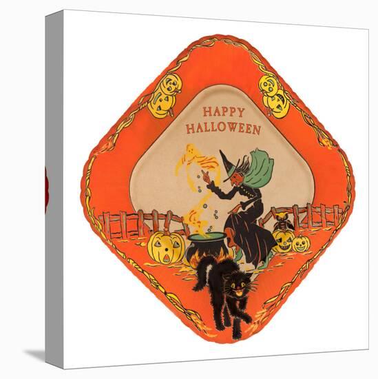 Happy Halloween, Witch and Black Cat-null-Stretched Canvas