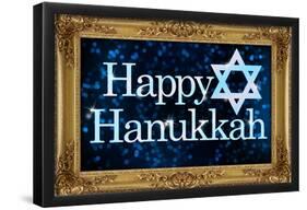 Happy Hanukkah Faux Framed Holiday Poster-null-Framed Poster