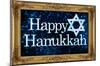 Happy Hanukkah Faux Framed Holiday Poster-null-Mounted Poster