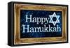 Happy Hanukkah Faux Framed Holiday Poster-null-Framed Stretched Canvas