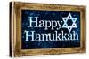 Happy Hanukkah Faux Framed Holiday Poster-null-Stretched Canvas