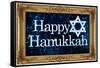 Happy Hanukkah Faux Framed Holiday Poster-null-Framed Stretched Canvas